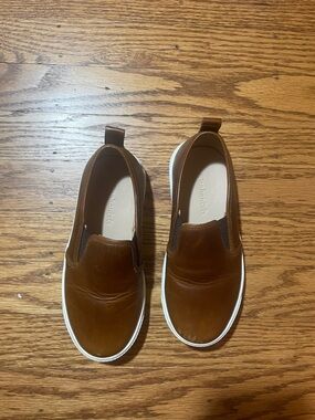 Elephantito Tan Brown Leather Slip-On Kids Dress Shoes